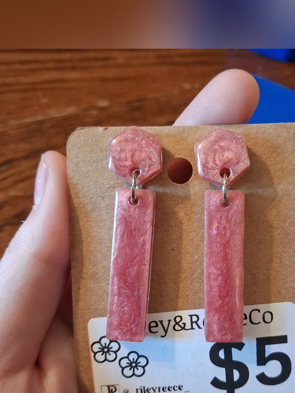 Pink Resin Earrings!!